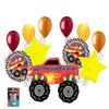 11 pc Monster Truck Happy Birthday Balloon Bouquet Party Decoration Red Flames view 1