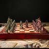Agirlgle Retro Metal Chess Set with Folding Wooden Chess Board and Classic Handmade Standard Pieces Metal Chess Set for Kids Adult view 2