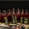 Agirlgle Retro Metal Chess Set with Folding Wooden Chess Board and Classic Handmade Standard Pieces Metal Chess Set for Kids Adult view 3