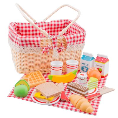 New Classic Toys Picnic Set - Pretend Play Toy for Kids Cooking Simulation Educational Toys and Color Perception Toy for Preschool Age Toddlers Boys Girls