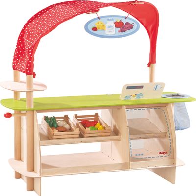 Haba Play Store Shopping Bliss, Wooden Market stall, 302087, Multicolour
