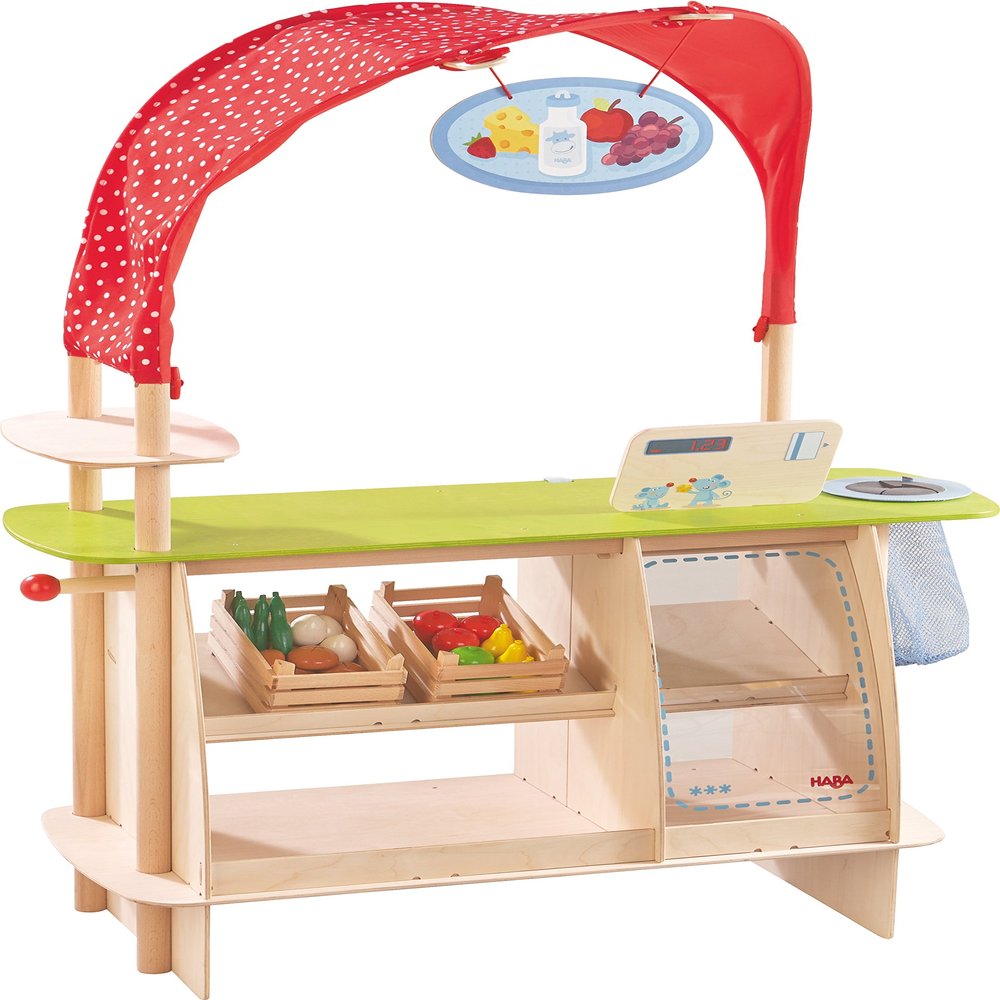 Haba Play Store Shopping Bliss, Wooden Market stall, 302087, Multicolour