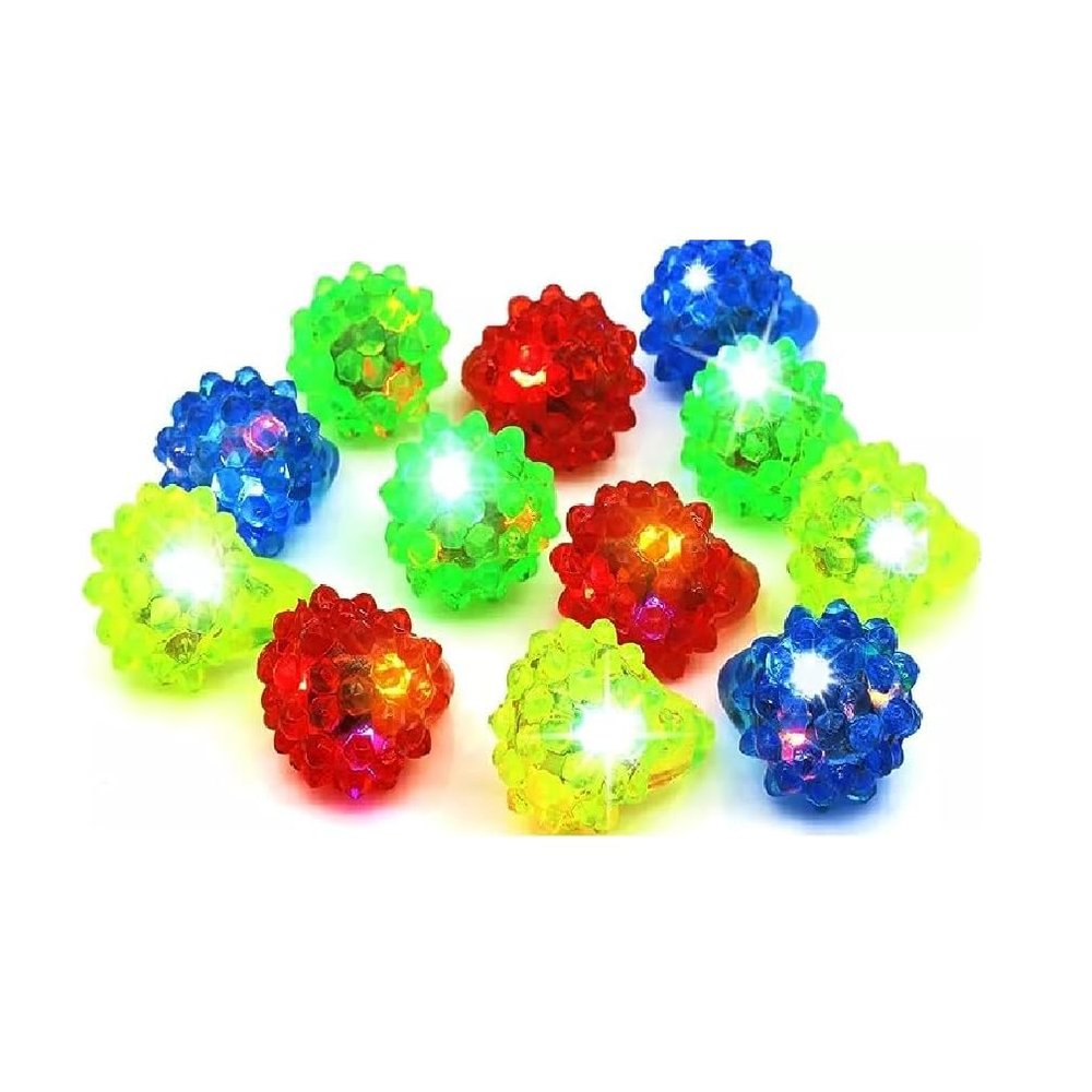 C&H Solutions Novelty 48 ct Flashing LED Bumpy Rings Blinking Soft Jelly Glow By C&H