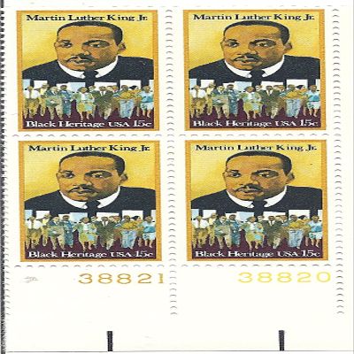 1979 US Postage Stamp Plate Block Of 4 Black Heritage 15 Cent Martin Luther King Jr. MNH Scott # 1771