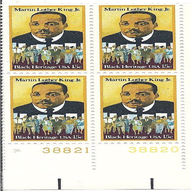 1979 US Postage Stamp Plate Block Of 4 Black Heritage 15 Cent Martin Luther King Jr. MNH Scott # 1771