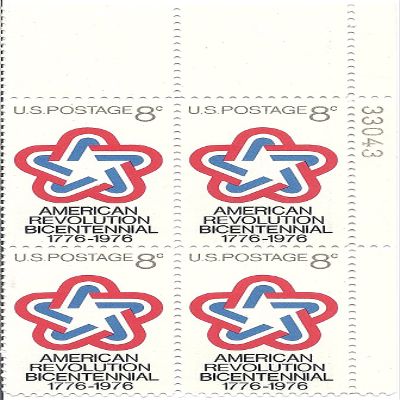 1971 US Postage Stamp Plate Block 8 Cent American Revolution Bicentennial Scott # 1432