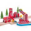 Bigjigs Rail Fire & Sea Rescue | Wooden Train Set Accessories | Emergency Services Toys | Expansion Pack for Wood Railway Track | Includes Crane, Barge & Water Tank Figures | Gifts for 3+ Year Olds view 1