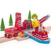 Bigjigs Rail Fire & Sea Rescue | Wooden Train Set Accessories | Emergency Services Toys | Expansion Pack for Wood Railway Track | Includes Crane, Barge & Water Tank Figures | Gifts for 3+ Year Olds view 3