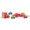 Bigjigs Toys, Wooden Car Transporter, Toy Car Ramp, Wooden Toys, for 1 Year Old Boys, Push Along Baby Vehicle Toy view 1