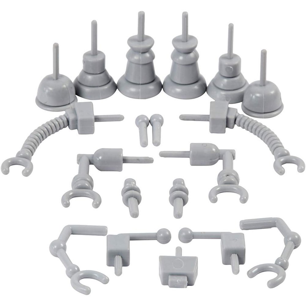 Robot parts, size 0,5-6 cm, grey, 19asstd