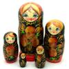 BuyRussianGifts Russian Hand Painted Nesting Doll Set of 5 Traditional Gold Red Medium Size Matryoshka / 5" Tall view 1