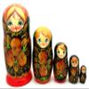 BuyRussianGifts Russian Hand Painted Nesting Doll Set of 5 Traditional Gold Red Medium Size Matryoshka / 5" Tall view 2