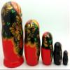 BuyRussianGifts Russian Hand Painted Nesting Doll Set of 5 Traditional Gold Red Medium Size Matryoshka / 5" Tall view 3
