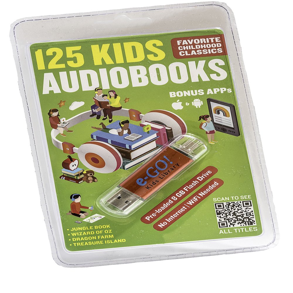 e-GO! Library 125 Children's Audiobooks and 75 eBooks , Red, 2.7 x 0.7 x 0.3 inch
