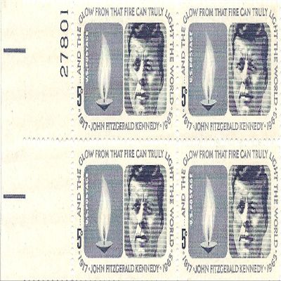 1964 JFK 5 Cent US Postage Stamp Plate Block MNH Scott # 1246