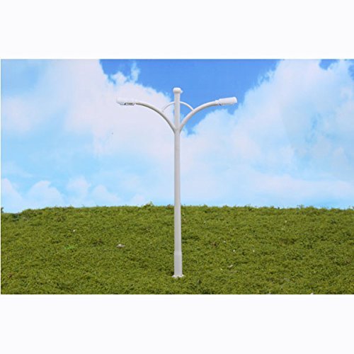 szzijia 10pcs N Gauge 1:150 Scale Model Street Light Lamppost Layout Dual Heads Lamp