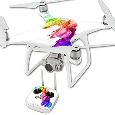 MightySkins Skin Compatible with DJI Phantom 4 Quadcopter Drone wrap Cover Sticker Skins Rainbow Smoke