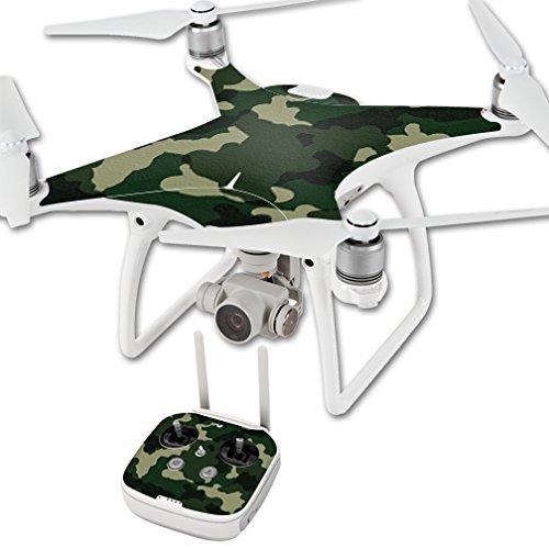 MightySkins Skin Compatible with DJI Phantom 4 Quadcopter Drone wrap Cover Sticker Skins Green Camo