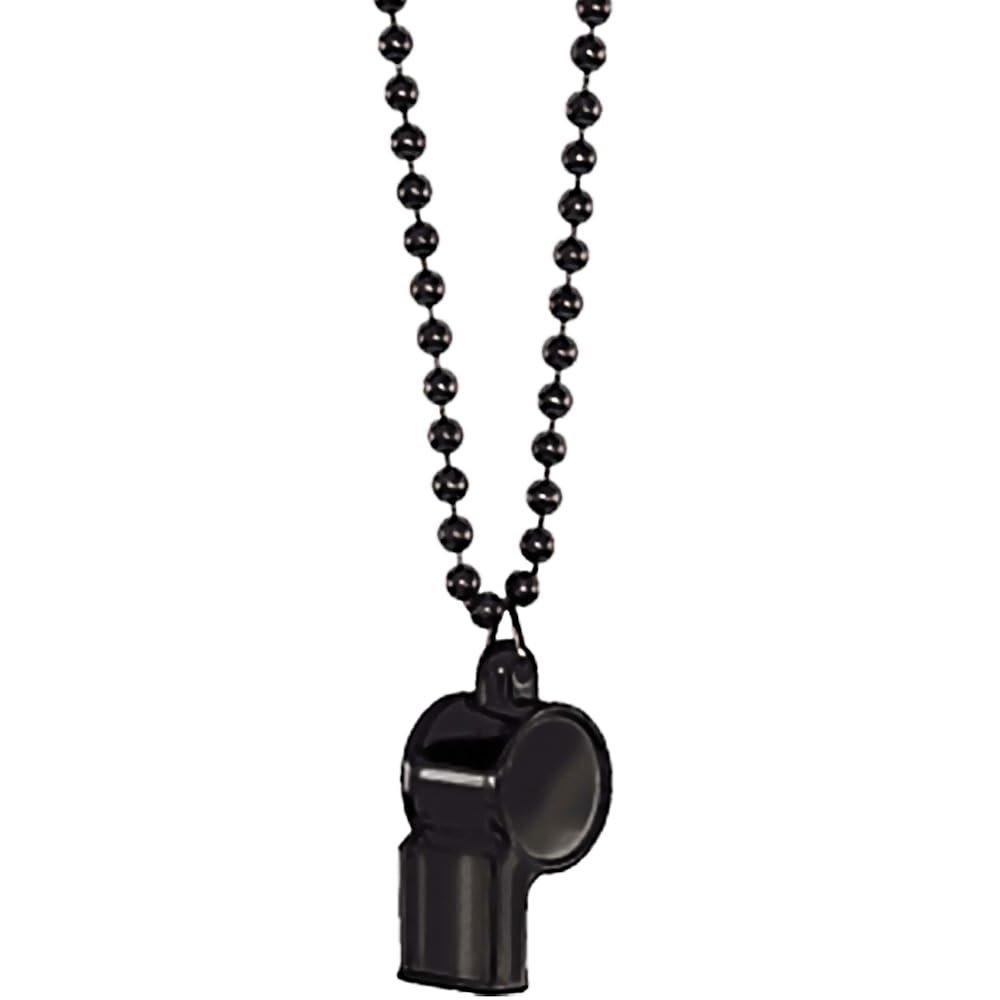 Amscan Whistle Bead Necklace Sports Noisemakers Accessory, Black, 36" Party Favors, 2"