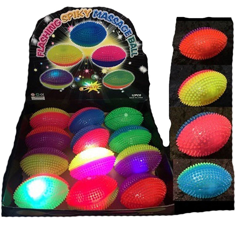 10 Pieces of Assorted Colors Spiky Soft Rubber Light Up Flashing Football Toys