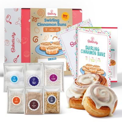 BAKETIVITY Kids Baking DIY Activity Kit - Bake Delicious Cinnamon Buns with Pre-Measured Ingredients  Best Gift Idea for Boys and Girls Ages 6-12