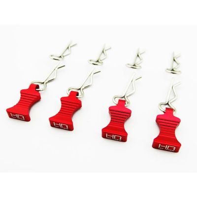 Hot Racing AC03EZ02 1:10 Red Aluminum EZ Pulls (4) Body Clips (8)