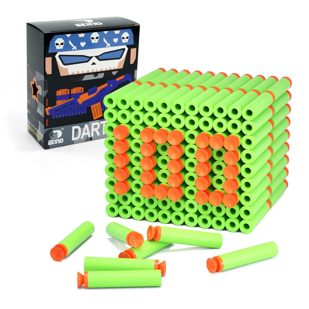 EKIND 100 Pcs Suction Darts Refill Pack Foam Bullet Compatible for NERF N-Strike Series Blaster (Green)