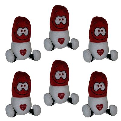 5" Inch Plush Giggling Happy Pill in Red and White (Set of 6)