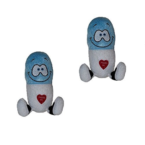 5" Inch Plush Giggling Happy Pill in Blue and White (Set of 2)