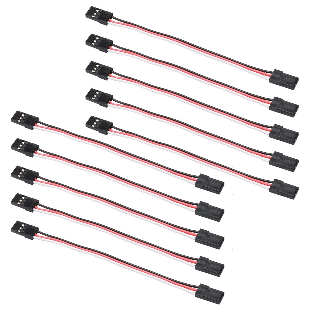 SD Racing Parts Servo Extension Cord Cable 100mm 10cm Male to Male 3-Pin for Futaba Servo Wire Pack of 10