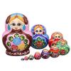 Moonmo 10pcs Beautiful Handmade Wooden Russia Nesting Dolls Gift Russian Nesting Wishing Dolls White Beautiful Flower Matryoshka Traditional.  view 1