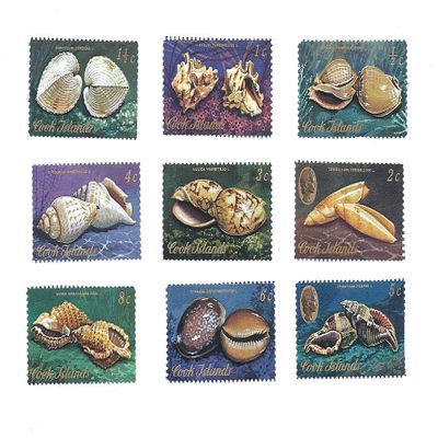 1974 Cook Islands Postage Stamp Set #2 MNH 9 Postage Stamps 1/2c,1c,1 1/2c 2c,3c,4c,5c,6c,8c.