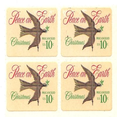 1974 US Postage Stamp Block Of 4 Precancel 10 Cents Peace On Earth Scott #1552