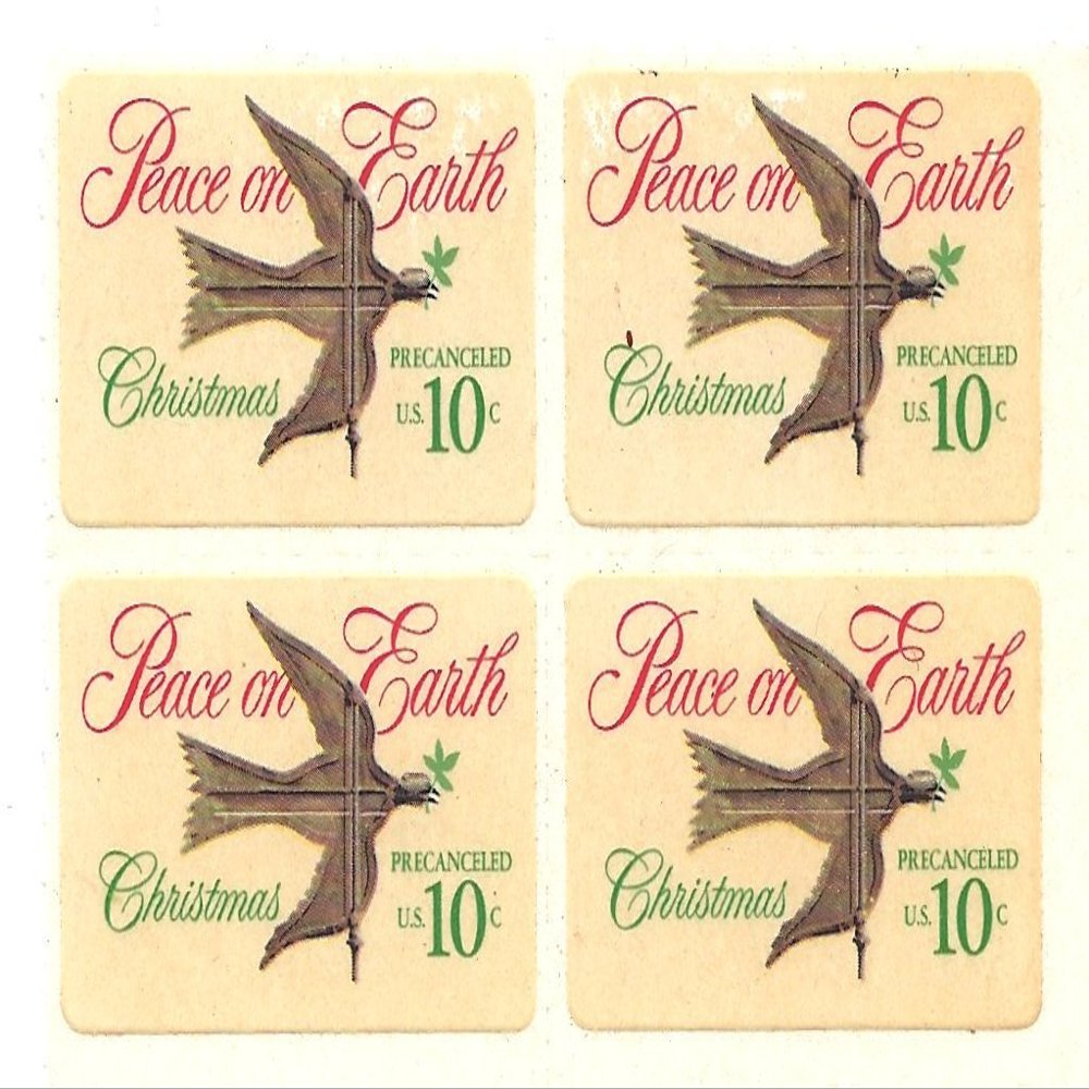 1974 US Postage Stamp Block Of 4 Precancel 10 Cents Peace On Earth Scott #1552