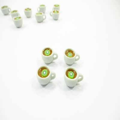 Set 4 Cups of Hot Kiwi Tea Dollhouse Miniature Food Drink Beverage #S 13435