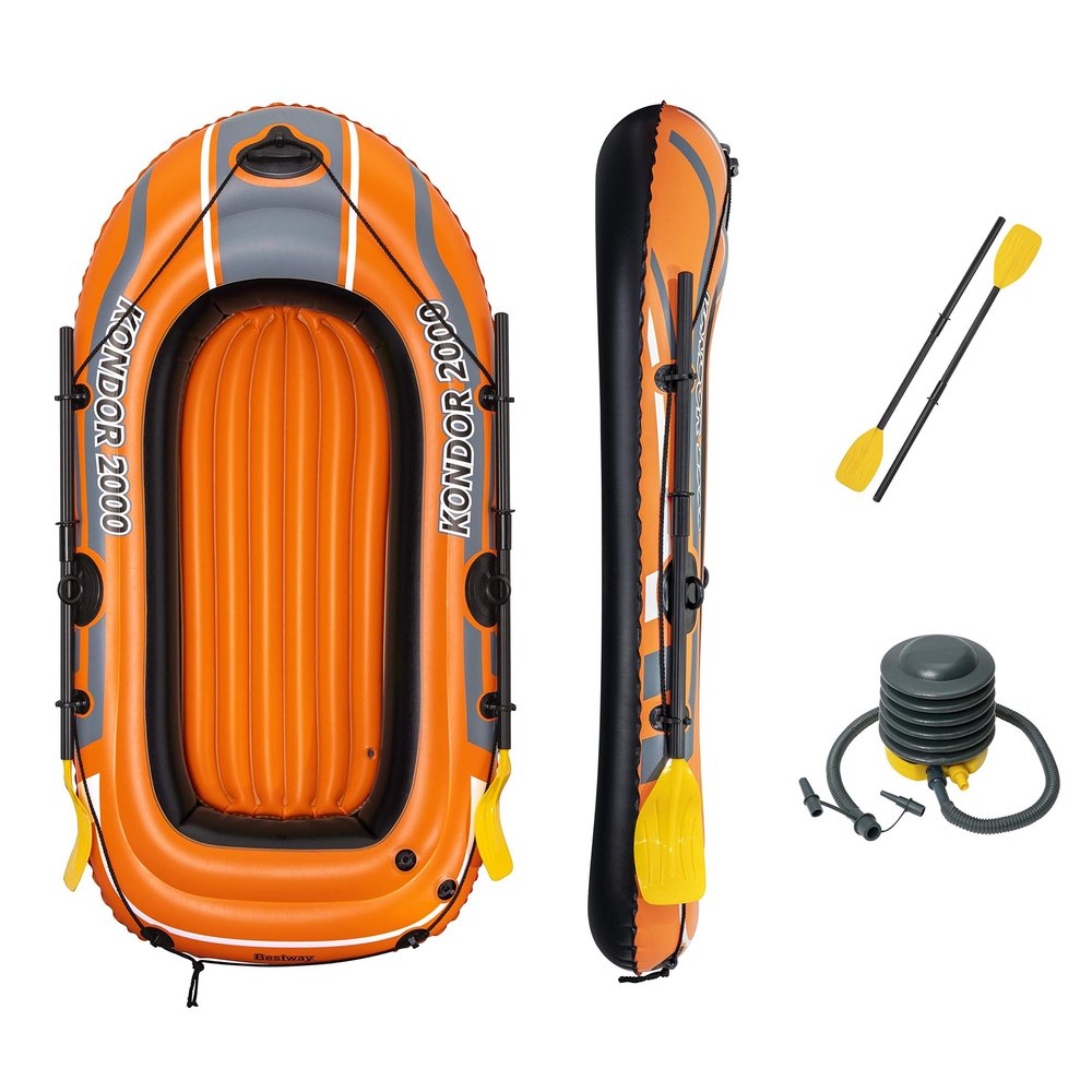 Bestway Kondor 2000 Inflatable Boat Set, Rubber raft 1.88m,Orange