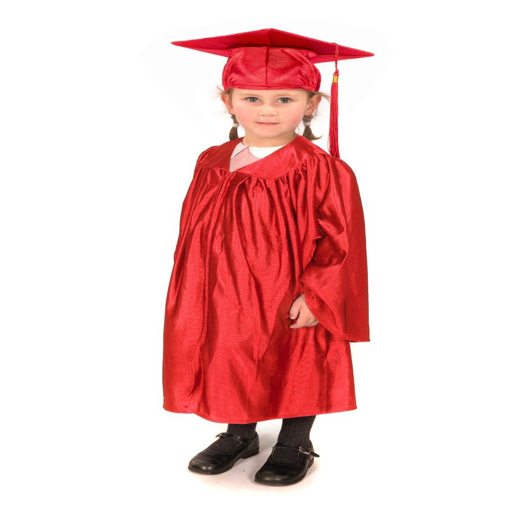 10 x Childrens Graduation Gowns (Age 3-5) and Matching Cap (Red)