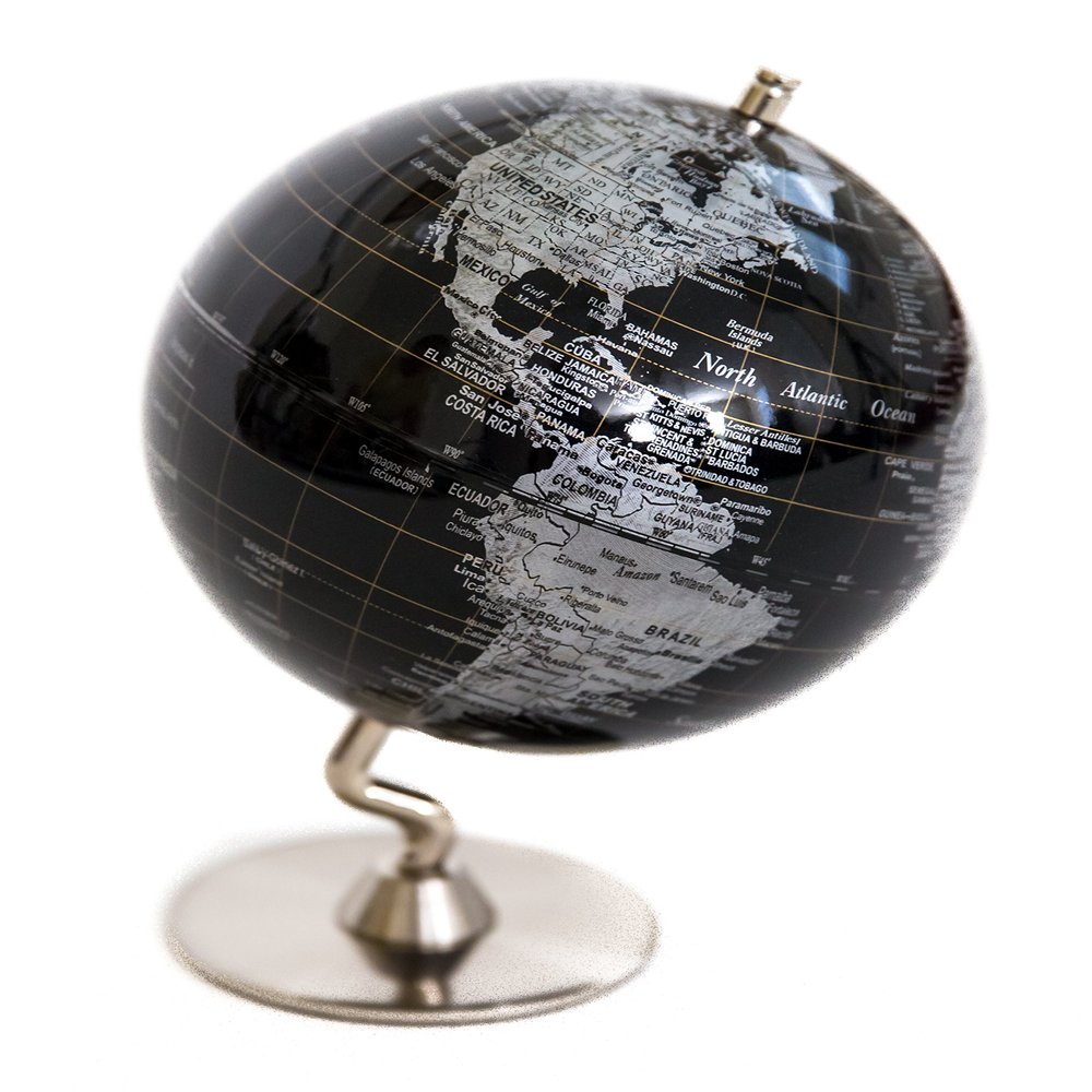 Black & Sliver Globe of The World 5"