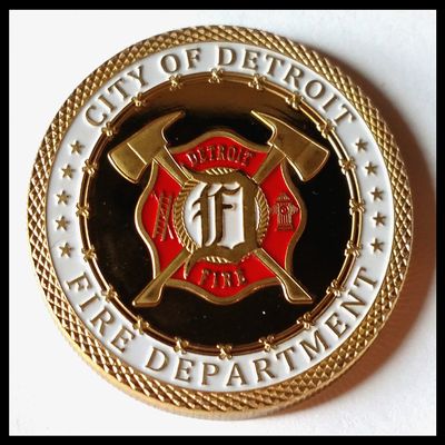 Detroit Fire Department Firefighter Colorized Challenge Art Coin