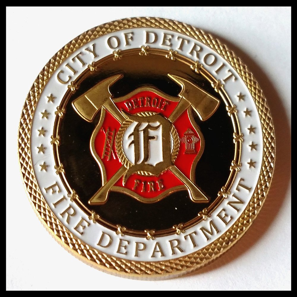 Detroit Fire Department Firefighter Colorized Challenge Art Coin