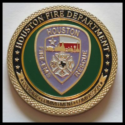 Houston Fire Department Firefighter Colorized Challenge Art Coin