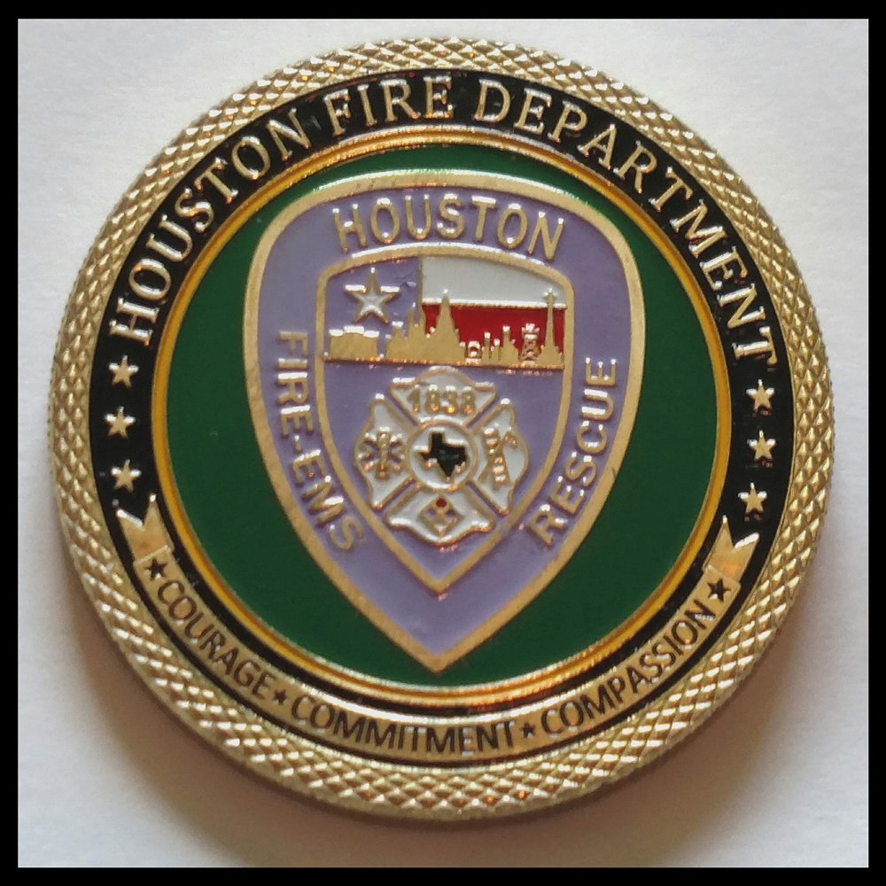 Houston Fire Department Firefighter Colorized Challenge Art Coin