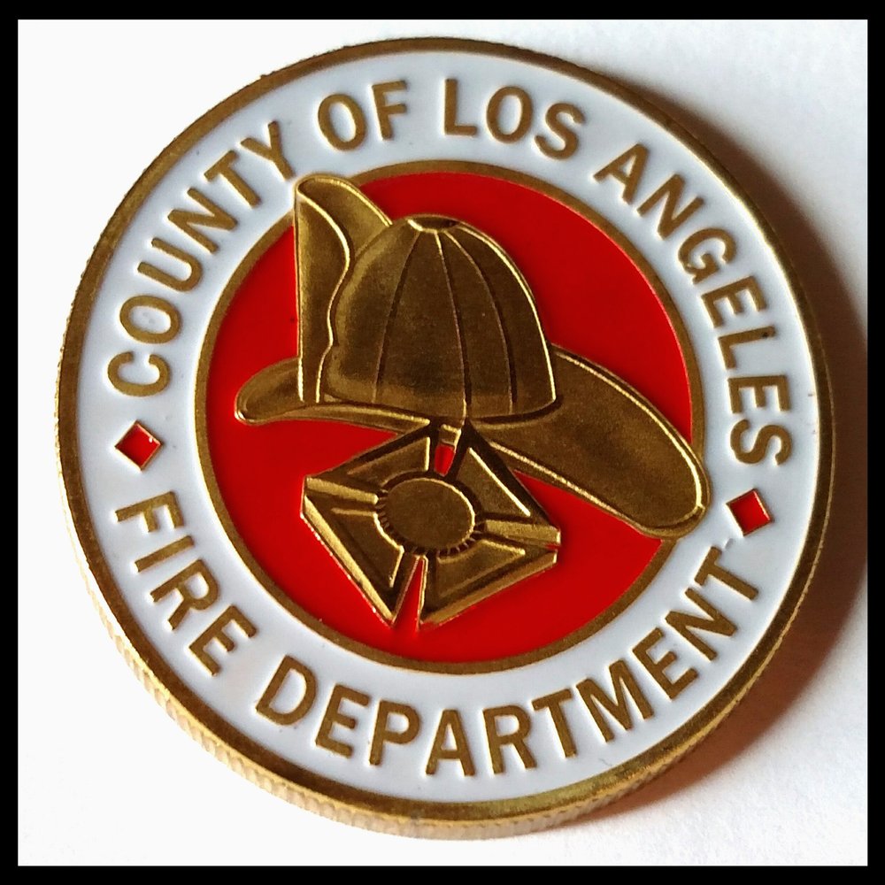 Los Angeles County Fire Department Firefighter Colorized Challenge Art Coin