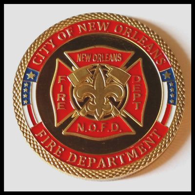 New Orleans Fire Department Firefighter Colorized Challenge Art Coin