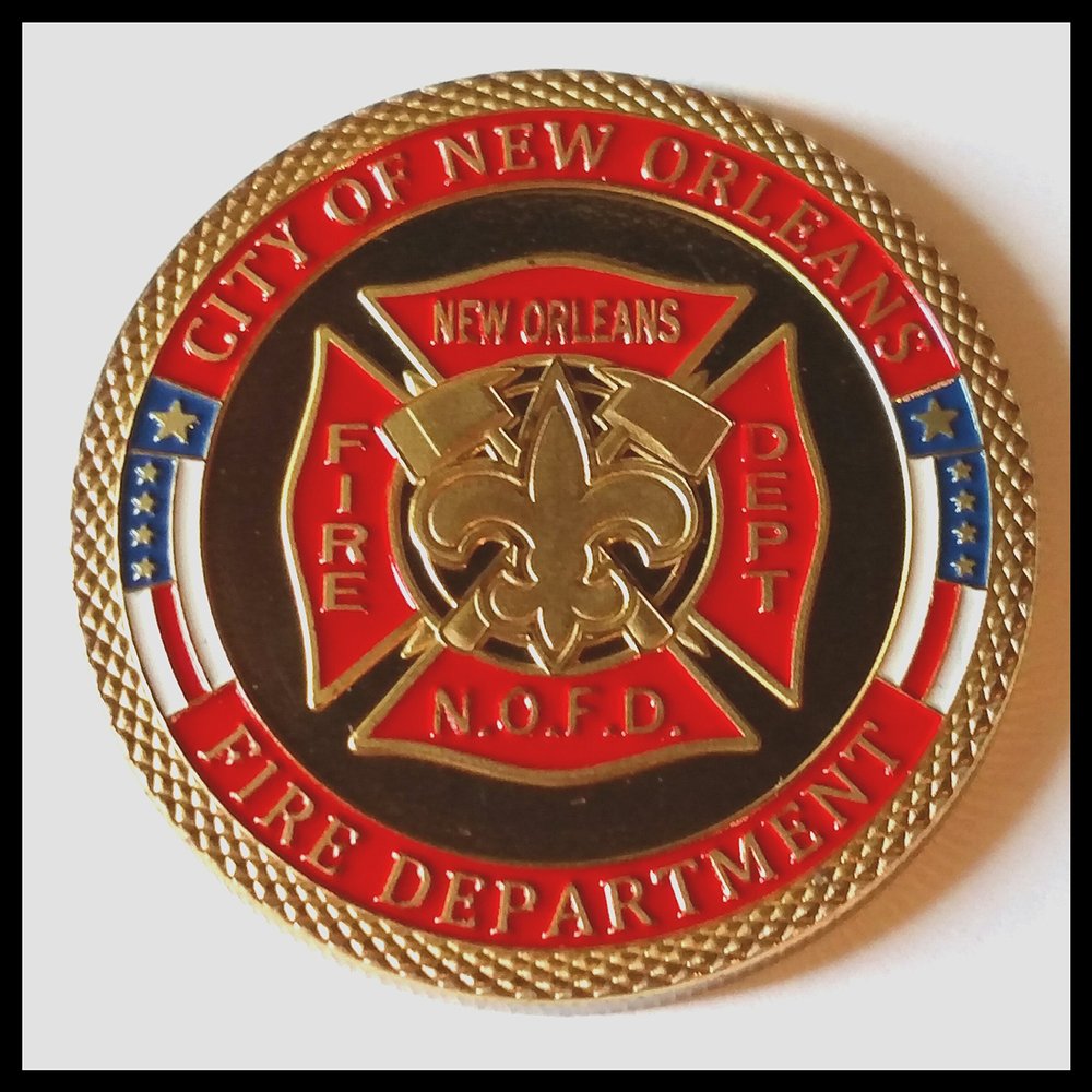 New Orleans Fire Department Firefighter Colorized Challenge Art Coin