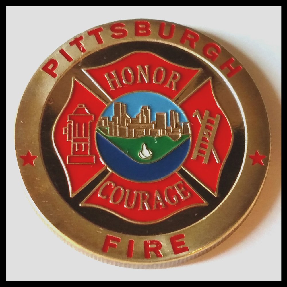 Pittsburgh Fire Department Firefighter Colorized Challenge Art Coin