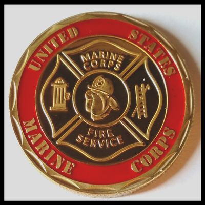 Marine Corps Fire Department Firefighter Colorized Challenge Art Coin