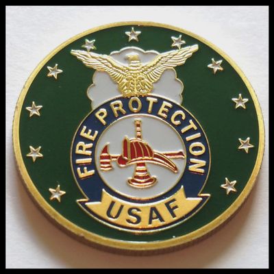 USAF Air Force Fire Department Firefighter Colorized Challenge Art Coin