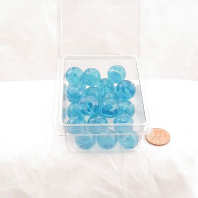 Wondertrail Aqua Transparent with White Swirl 16mm Glass Marbles Pack of 20 WONGM117