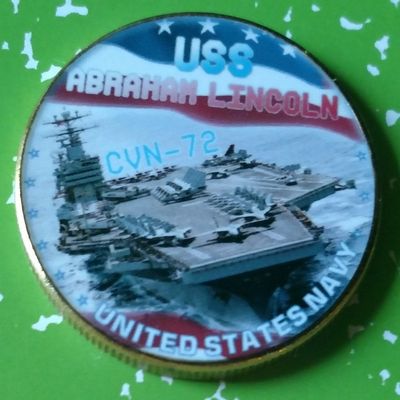 US Navy USS Abraham Lincoln CVN-72 Colorized Challenge Art Coin